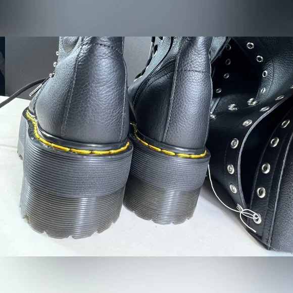 🆕Dr. Martens 28 Eye Extreme MAX Virginia Leather Knee High Boots In Black Size:8 - Picture 14 of 16